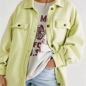 Free People Ruby Jacket Soft Oversize Button Patched Elbow Luminary Lime - XL